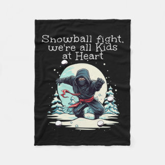 Ninja Childlike Snowball Fights For Snowball Winte Fleece Blanket