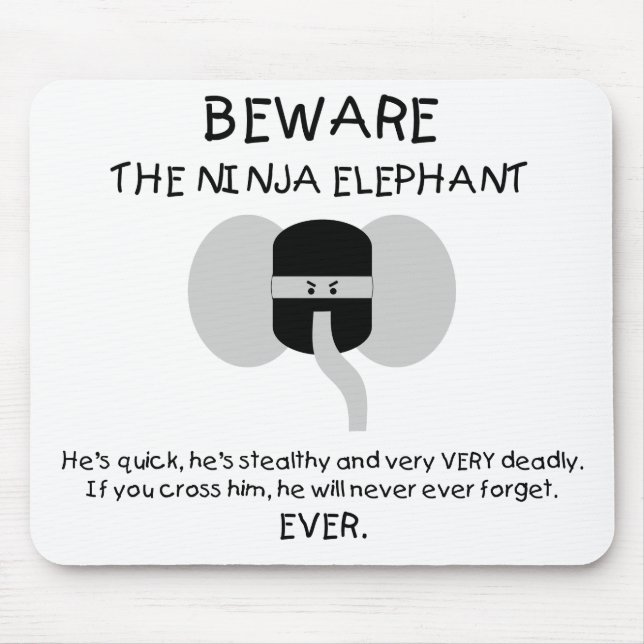 Ninja Elephant! Mouse Pad (Front)