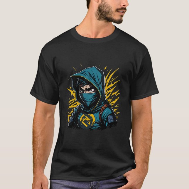 Ninja face Warrior Gothic Samurai T-Shirt (Front)