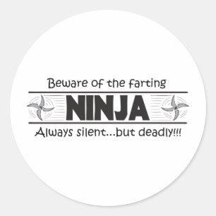 ninja fart classic round sticker