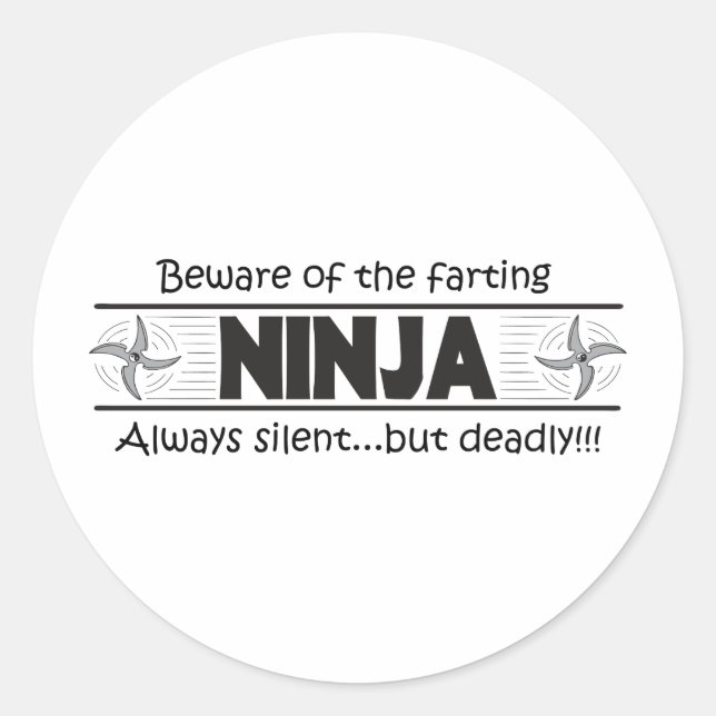 ninja fart classic round sticker (Front)