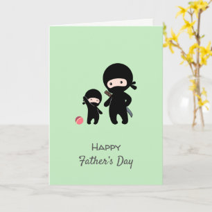 Ninja Father and Kid Green Blank Card