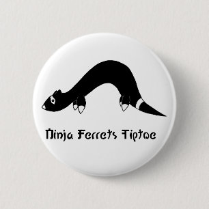 Ninja Ferret White Button