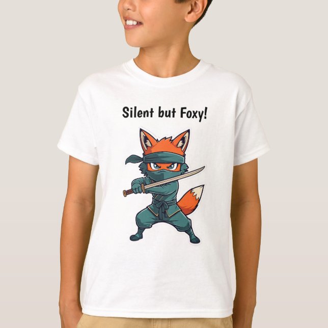 Ninja Fox Kids T-Shirt – Cute Martial Arts Fox Tee (Front)