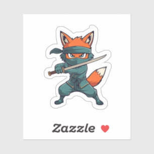Ninja Fox Sticker – Cute Fox Vinyl Decal