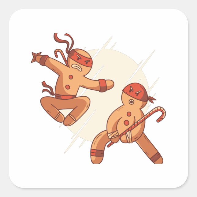 Ninja gingerbread square sticker (Front)