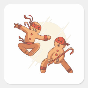 Ninja gingerbread square sticker