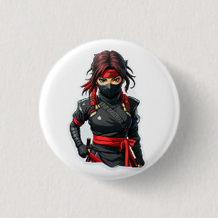 Ninja Girl 1 Inch Round Button