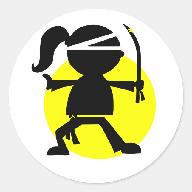 Ninja Girl Classic Round Sticker (Front)