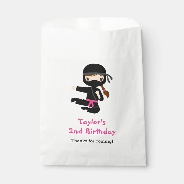 Ninja Girl Favour Bags Personalized Birthday Party (Front)
