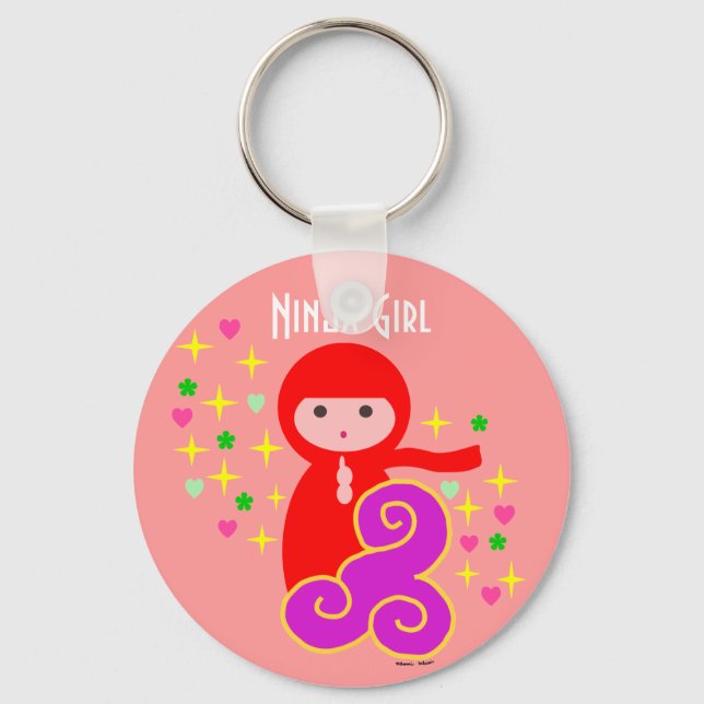 Ninja Girl in Red Keychain (Front)