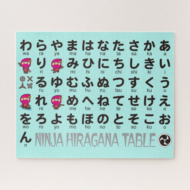 Ninja Girl Japanese Hiragana Table Jigsaw Puzzle (Horizontal)