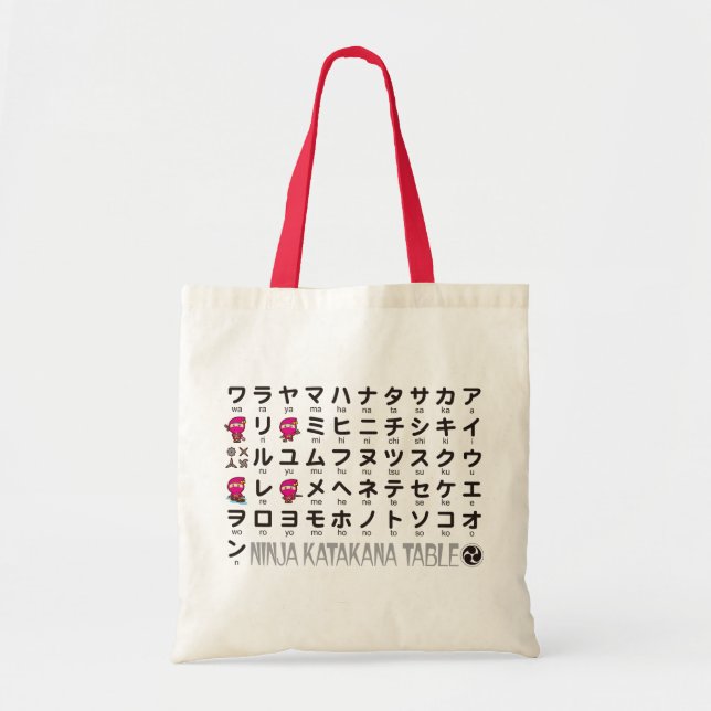Ninja Girl Japanese Katakana table Tote Bag (Front)