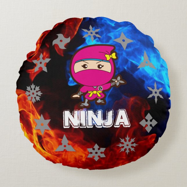 Ninja Girl Round Pillow (Front)
