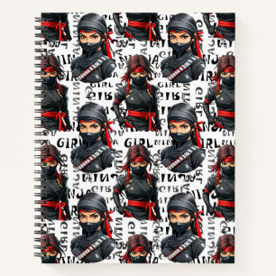 Ninja Girls Anime With Text Pattern Design Notebook