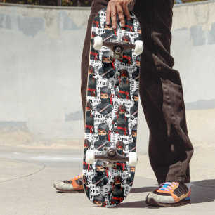 Ninja Girls Anime With Text Pattern Design Skateboard