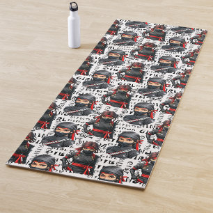 Ninja Girls Anime With Text Pattern Design Yoga Mat