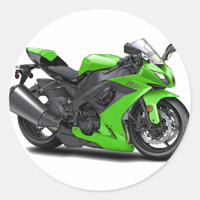Ninja Green Bike Classic Round Sticker (Front)