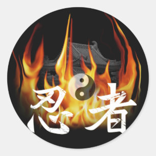 Ninja in Fire Classic Round Sticker