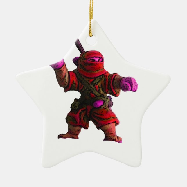 Ninja in Red Ceramic Ornament (Front)