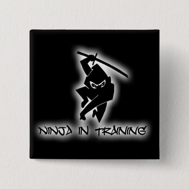 ninja in training 2 inch square button (Front)