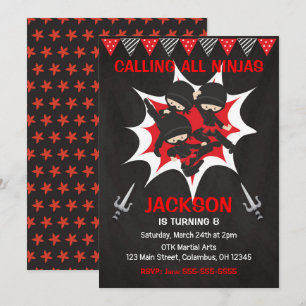 Ninja Invitation anniversaire, Karate Ninja Party