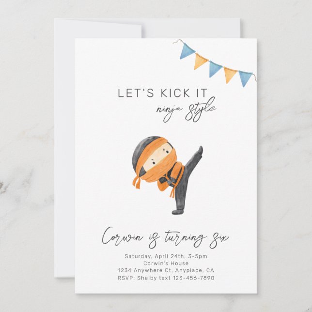 Ninja Invitation d'anniversaire | Ninja Party Invi (Devant)