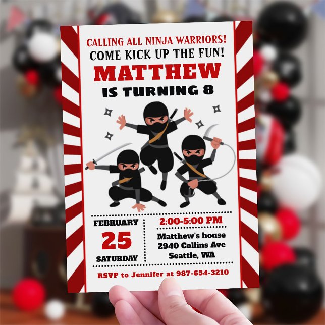 Ninja invitation, Ninja birthday Invitation (Ninja Invitation, Ninja Party Invitation)