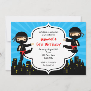 Ninja Invitations d'anniversaire (Garçons)