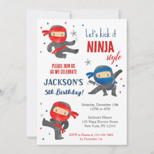 Ninja Karate Anniversaire Fête Invitations