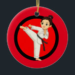 Ninja/Karate Girl Ceramic Ornament<br><div class="desc">For every karate loving girl!</div>