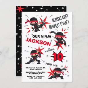 Ninja Karate Warrior Birthday Party Invitation