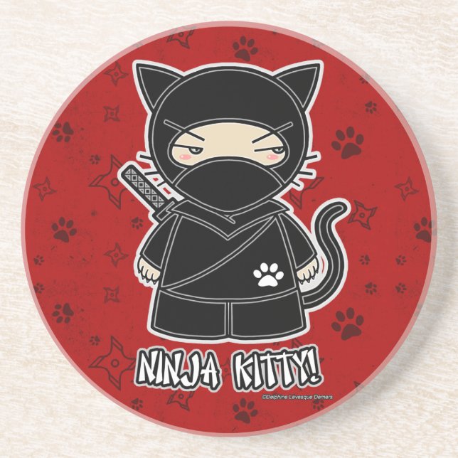 Ninja Kitty ! Dessous de verre de rouge de (Devant)