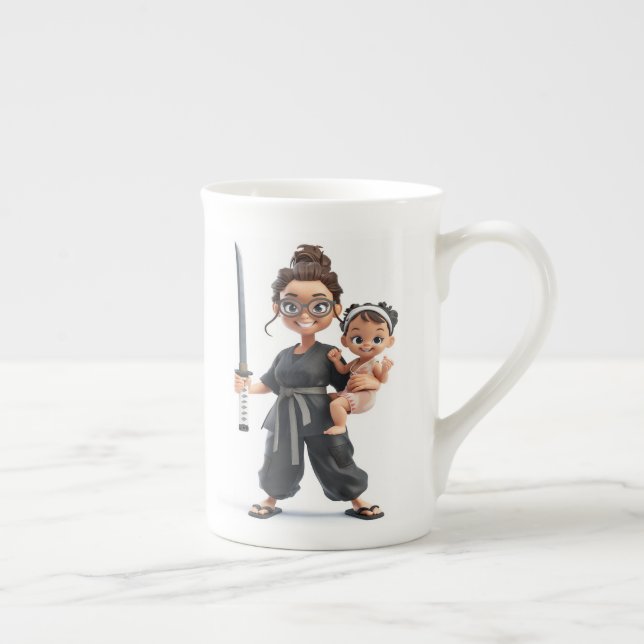 Ninja Mom Bone China Mug (Right)