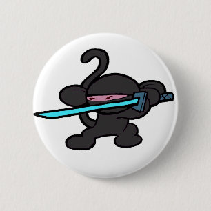 Ninja Monkey On Guard-No Words 2 Inch Round Button