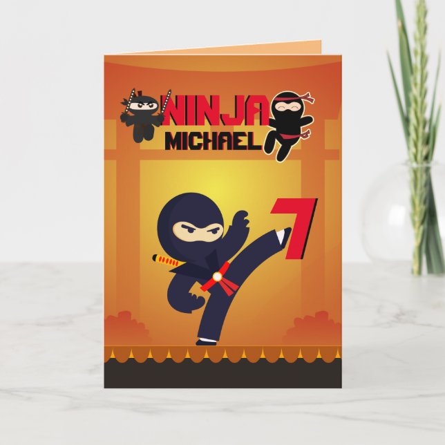 NINJA Movie Star Warrior Kicking it Karate Kids Card (Front)