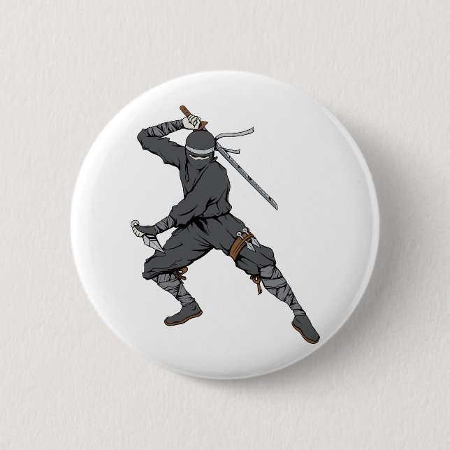 Ninja ~ Ninjas 2 Martial Arts Warrior Fantasy Art Inch Round Button (Front)