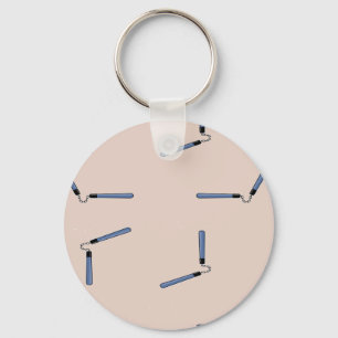Ninja nunchaku on brown keychain