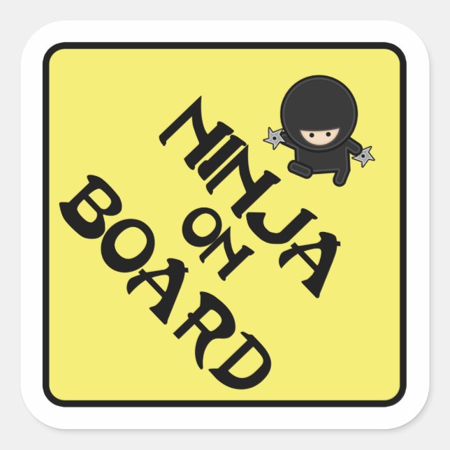 Ninja on Board Square Sticker (Front)