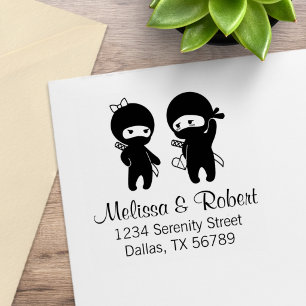 Ninja Pair, a Boy and a Girl Address Rubber Stamp