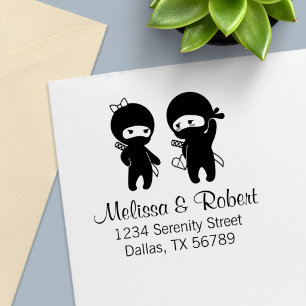 Ninja Pair, a Boy and a Girl Address Self-inking Stamp