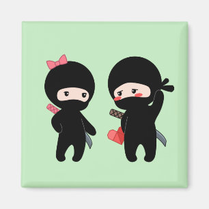 Ninja Pair, a Boy and a Girl Magnet