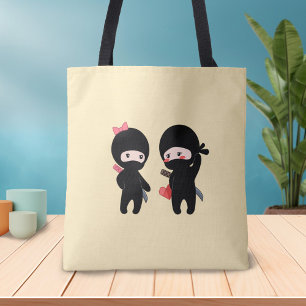 Ninja Pair, a Boy and a Girl on Yellow Tote Bag