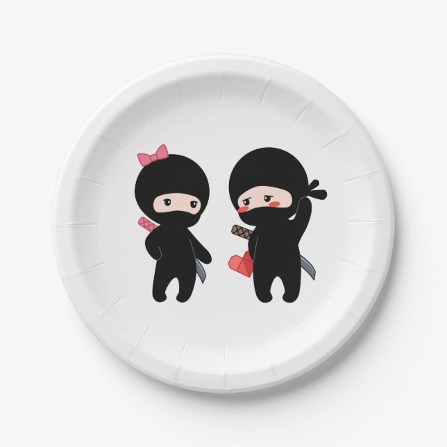Ninja Pair, a Boy and a Girl Paper Plate (Front)