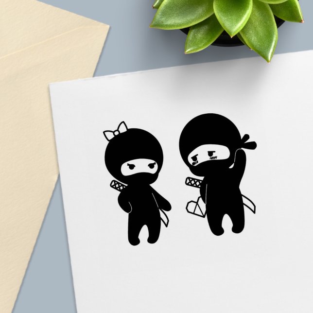 Ninja Pair, a Boy and a Girl Self-inking Stamp (Creator Uploaded)