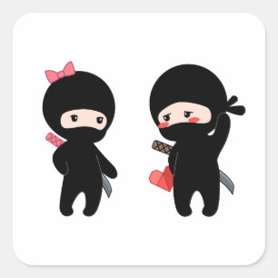 Ninja Pair, a Boy and a Girl Square Sticker
