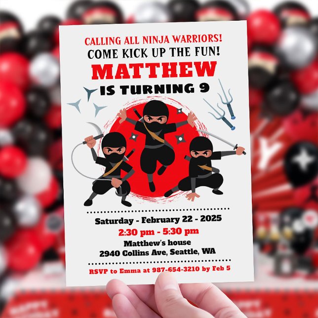 Ninja party birthday invitation, Karate Invitation (Creator Uploaded)