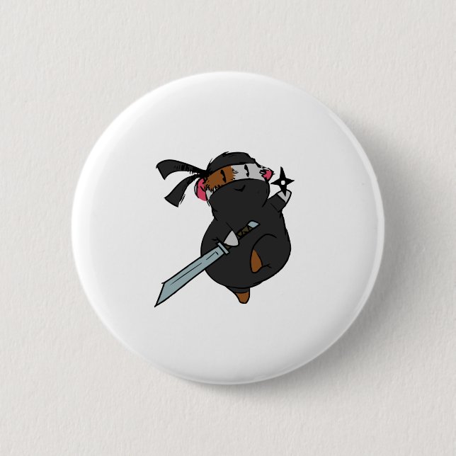 ninja pig-01 2 inch round button (Front)