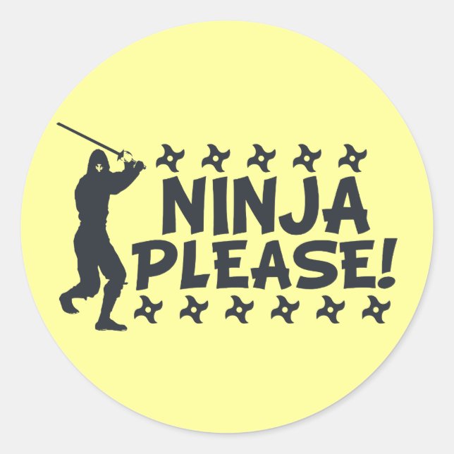 Ninja Please Classic Round Sticker (Front)