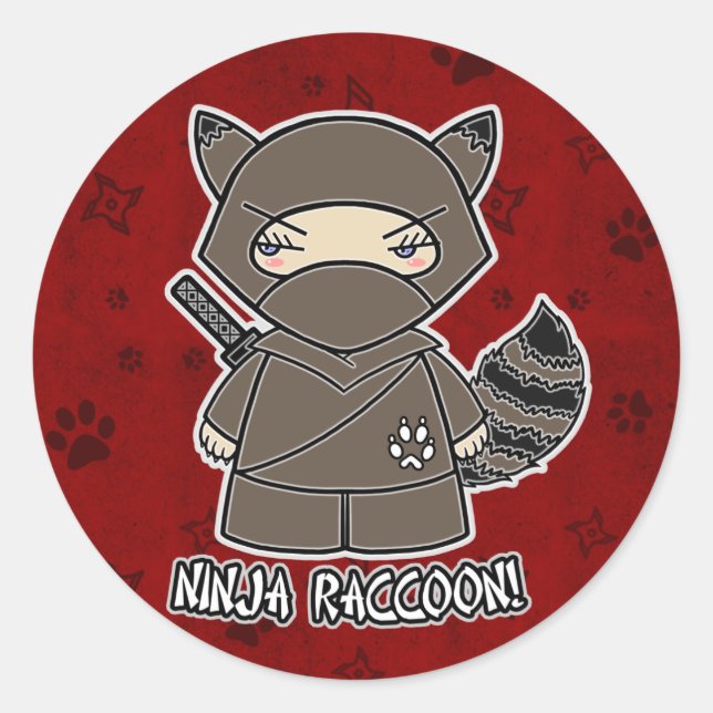 Ninja Raccoon! In Red Sticker (Front)